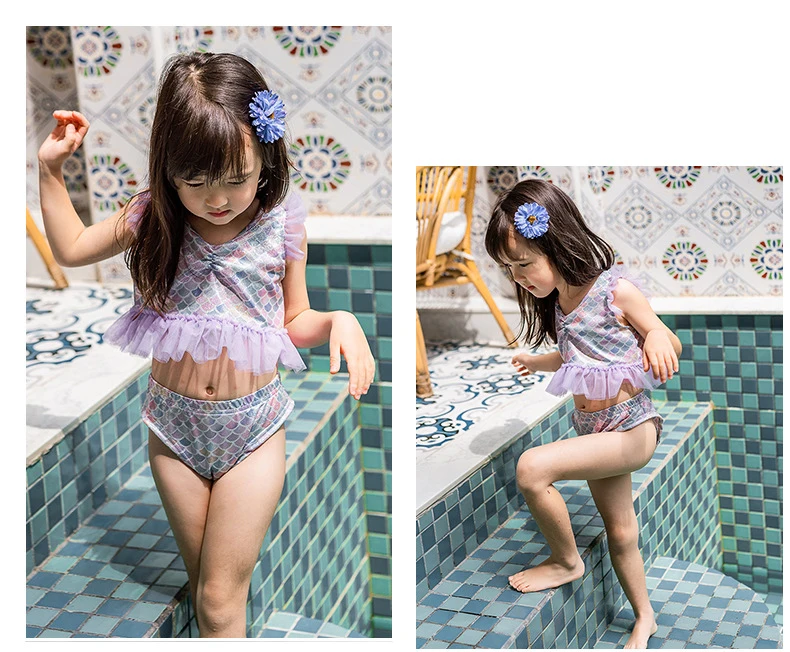 Бикини для девочек, Раздельный купальный костюм, маленькая принцесса-Русалочка Ариэль, карнавальный костюм, хвост русалки для девочек