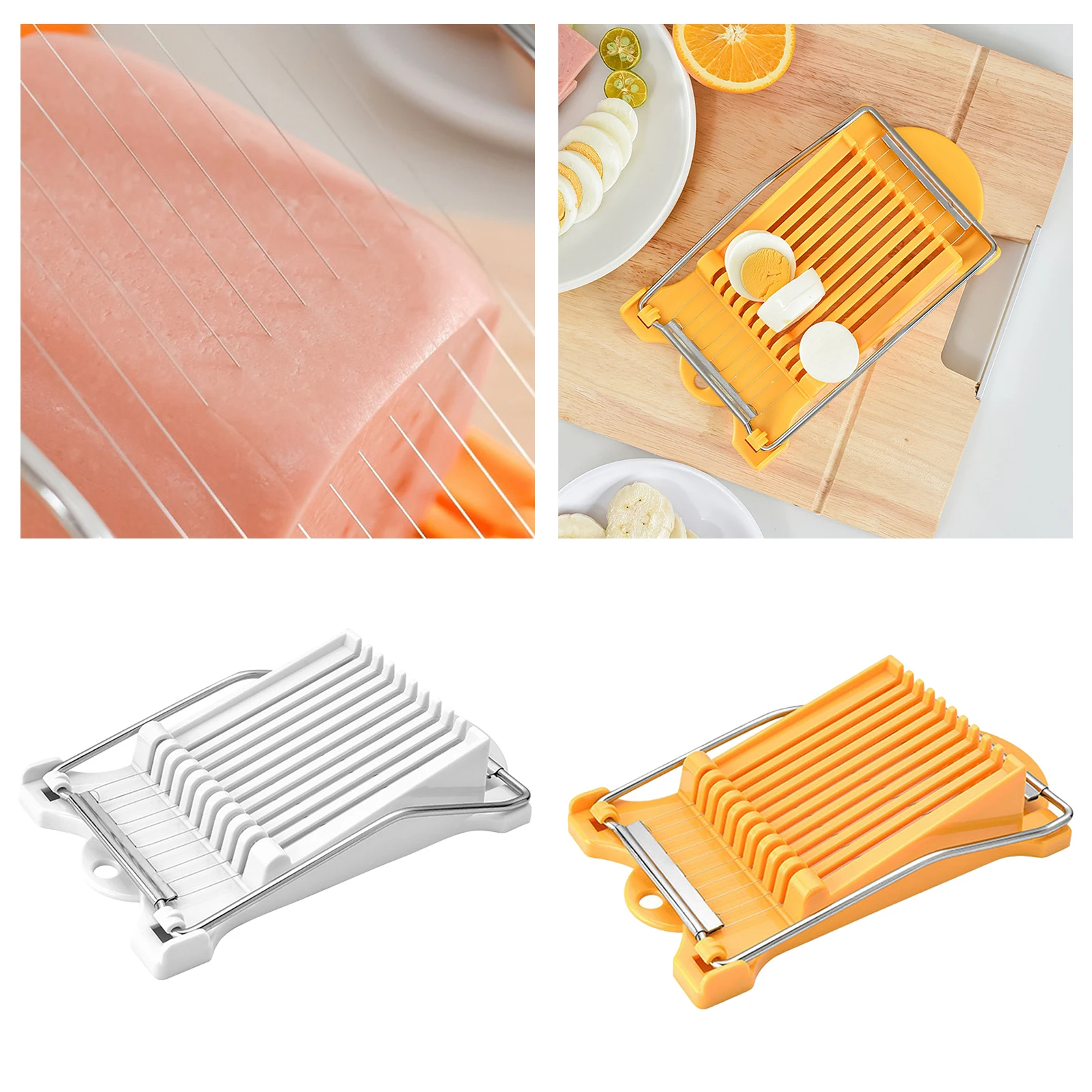 Spam Slicer, Boiled Egg Slicer Soft Cheese Slicer Luncheon Meat Slicer,  Stainless Steel Wires, Cuts 10 Slices (yellow)