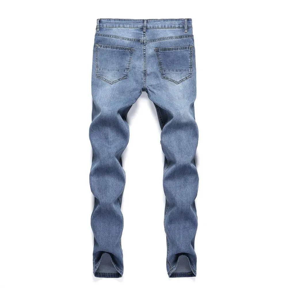 Skinny Jeans Ripped Pattern Stretchy Denim Pants for Men 2