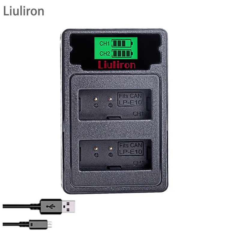 LP-E10 LP E10 LPE10 Camera Batteries+LCD USB Charger for Canon EOS 1100D 1200D 1300D Kiss X50 X70 X80 Rebel T3 T5 T6
