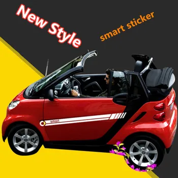 

2 PCS Car Styling Side Skirt Stripes Sticker Auto Graphics Vehicle Decals For Smart Fortwo 453 451 450 car sticker logo