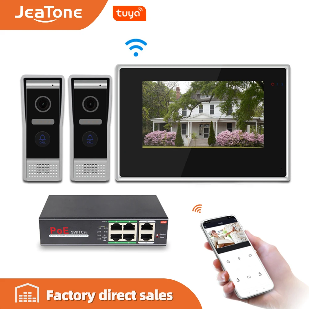 Видеодомофон JeaTone 720P Wi Fi IP 2 1|Видеодомофон| |
