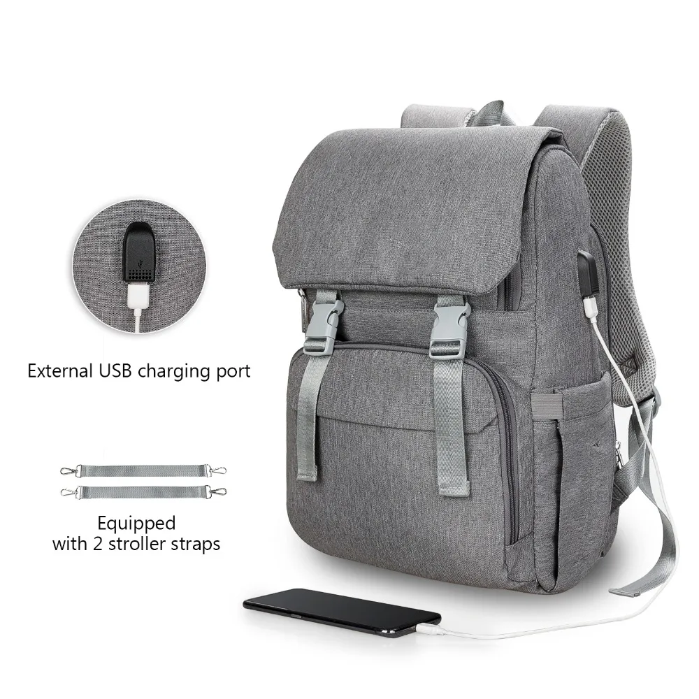 Новинка, сумка для подгузников, водонепроницаемая, Оксфорд, большая вместительность, рюкзак для путешествий, сумка для беременных, рюкзак для мамы и папы с USB зарядкой
