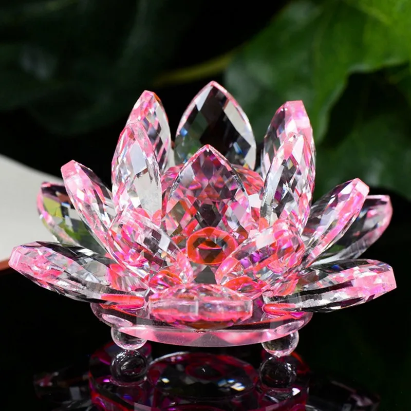 60 мм Кварцевый Хрустальный цветок Лотос для поделок стекло пресс-папье фэн-шуй украшения статуэтки дома Свадебная вечеринка Декор подарки сувенир - Цвет: D