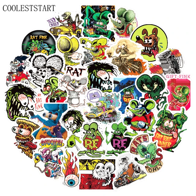 50 Pcs Set Tales Of The Rat Fink Cartoon Stickers For Laptop Luggage Motorcycle Phone Skateboard Toys Car Diary Helmet Pegatinas Stickers Aliexpress