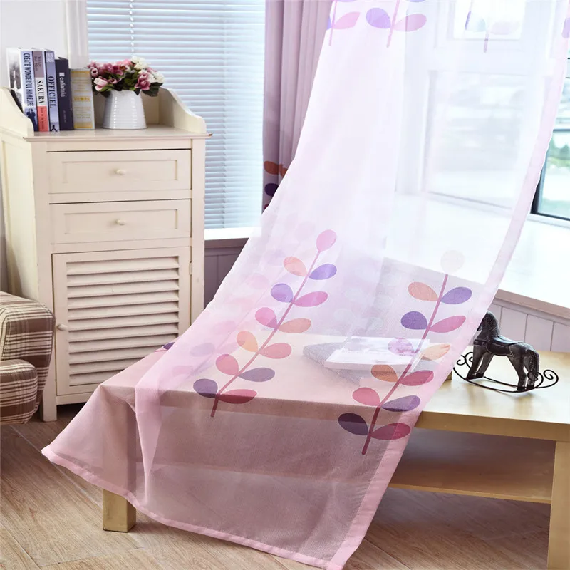 Pink Sheer Детские затемненные занавески s для девочек, для спальни, Jinya, для дома, с принтом в виде листьев, полиэфирная ткань, с люверсами, для обработки окон, для мальчиков, занавески, панели - Цвет: Pink Sheer