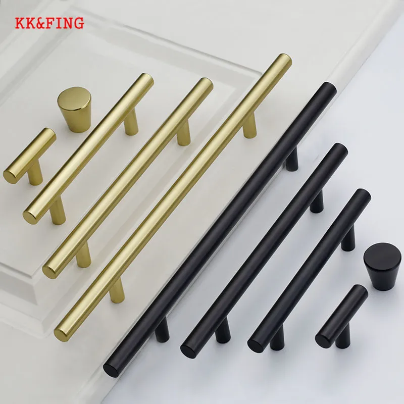 KK & FENG 1 шт. современная алюминиевая Мебельная ручка матовая черная Золотая