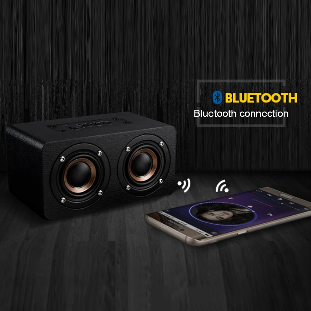 HiFi беспроводной Bluetooth портативный динамик деревянный бас стерео музыка объемный TF fm-радио с микрофоном мини 3D громкий динамик
