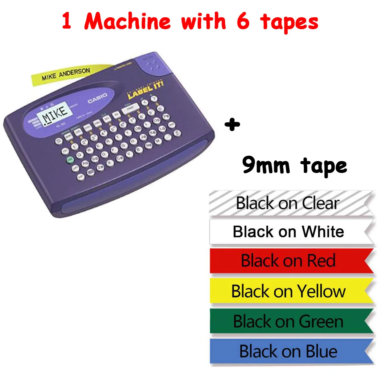 add 6pcs mixed 9mm KL-60-L KL-60L casio Портативный английский машина ярлыка, костюм для детей 6/9/12 мм casio для маркировки ленты XR-12WE XR-9WE XR-12YW - Цвет: add 6pcs mixed 9mm