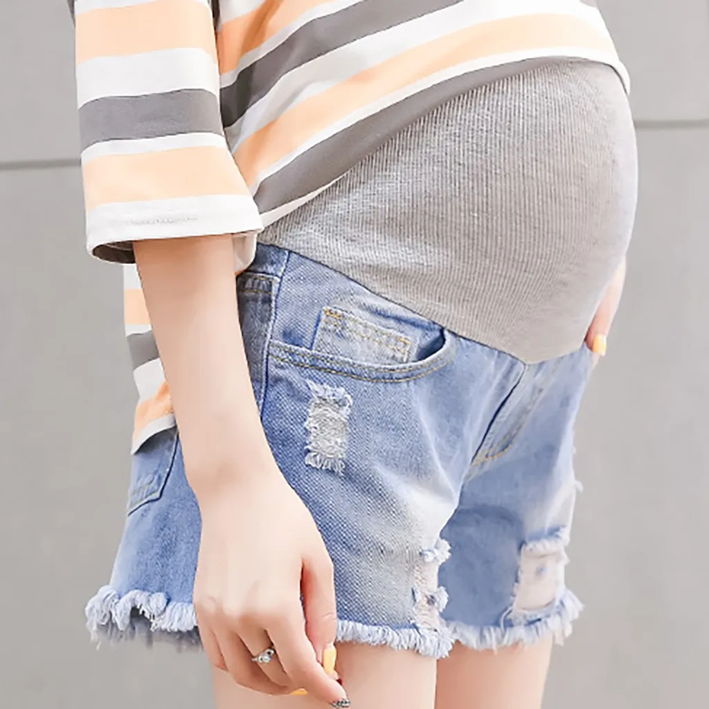 Джинсовые брюки для беременных; летние свободные брюки с дырками; Стрейчевые повседневные шорты для беременных; эластичные джинсовые брюки для беременных женщин; Одежда для беременных