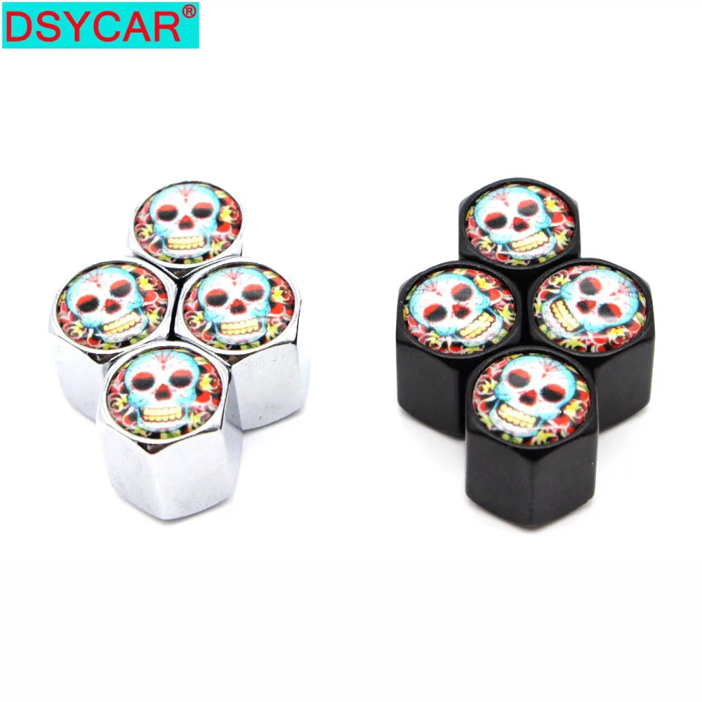 

DSYCAR 4Pcs/Set Car Styling Zinc Alloy Car Tire Valve Caps Wheel Tires Tire Stem Air Cap Airtight Covers