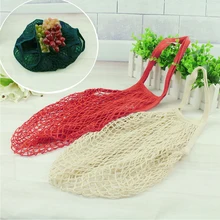 Многоразовая сетчатая Сетчатая Сумка для покупок, модная сетчатая Сетчатая Сумка с карманом для продуктовых продуктов, твердая Хлопковая сумка для хранения фруктов, Большая вместительная длинная сумка