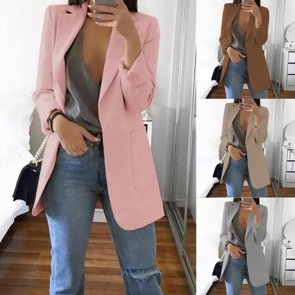 Blazer de oficina para mujer, chaqueta lavable, agradable a la piel, ideal  para regalos, bonito, Color sólido|Chaquetas| - AliExpress