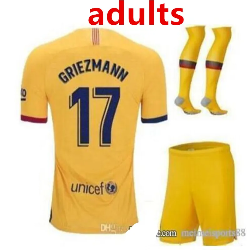 Комплект для взрослых+ носки Barcaed Jersey soccer F. DE JONG GRIEZMANN MESSI SUAREZ ARTHUR COUTINHO VIDAL I. RAKITIC - Цвет: shirt