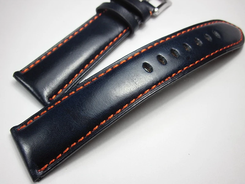 23mm watch Brand Wristband deep blue man Belt Outdoor Sport Watch Strap Handmade Head layer Genuine Leather Bracelets Watchband