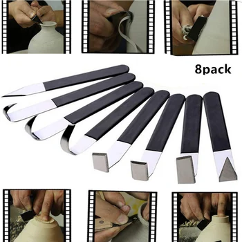 

8 Pcs Ceramic Tools Stainless Steel Pottery Clay Sculpture Knives With Rubber Handle Pottery Tools