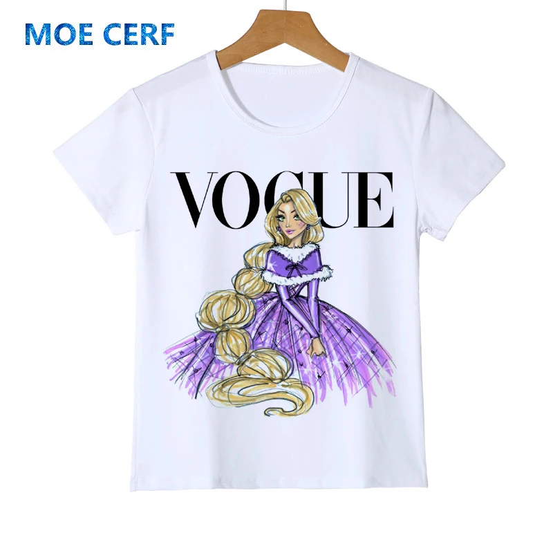 Cartoon Kid T Shirt Children's Tops Tees 3D VOGUE Princess Print Tees Girls& Boys Fashion Queen Tshirt Y42-8