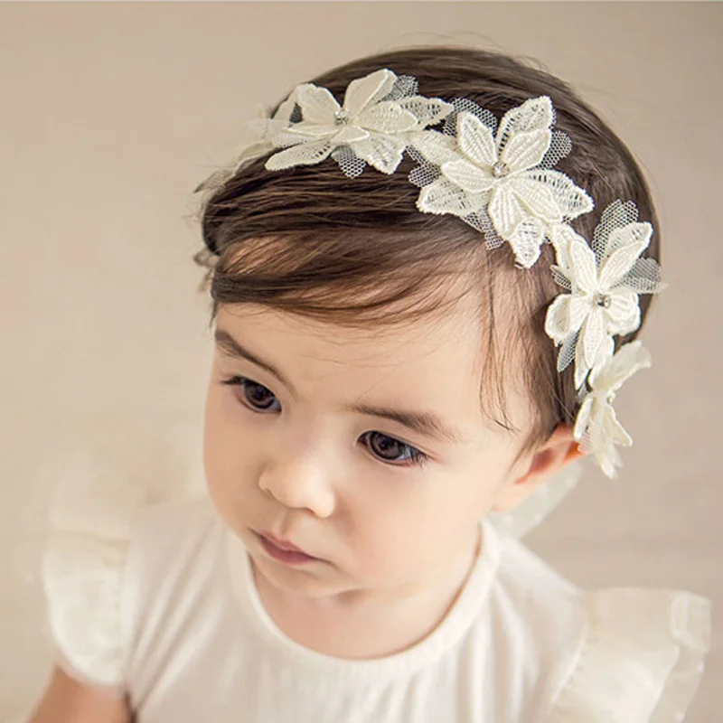 

Lace Flower Baby Headbands For Wedding Party Girl Elastic Infants Accessories Kids Headwear Newborn hairbands Photography Prop