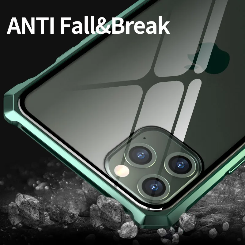 Роскошный металлический чехол для iphone 11 Pro Max прозрачная задняя крышка из
