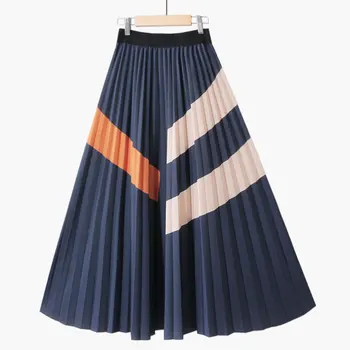 

Faldas Mujer 2020 New Pleated Skirts Women High Waist Print Skirts Women Vintage Casual Stripe Skirts Jupe Femme Saia Streetwear