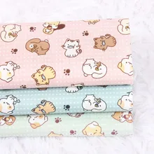 Половина ярда тонкий хлопок ткань с рисунком милого кота, ручной работы DIY одежды платье Детская одежда CR-108