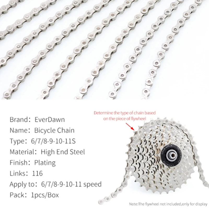 

For 6/7/8/9/10/11 Speed Bike Chain Sliver For MTB/Road Bike Fo Shimano/SRAM Chain Bike