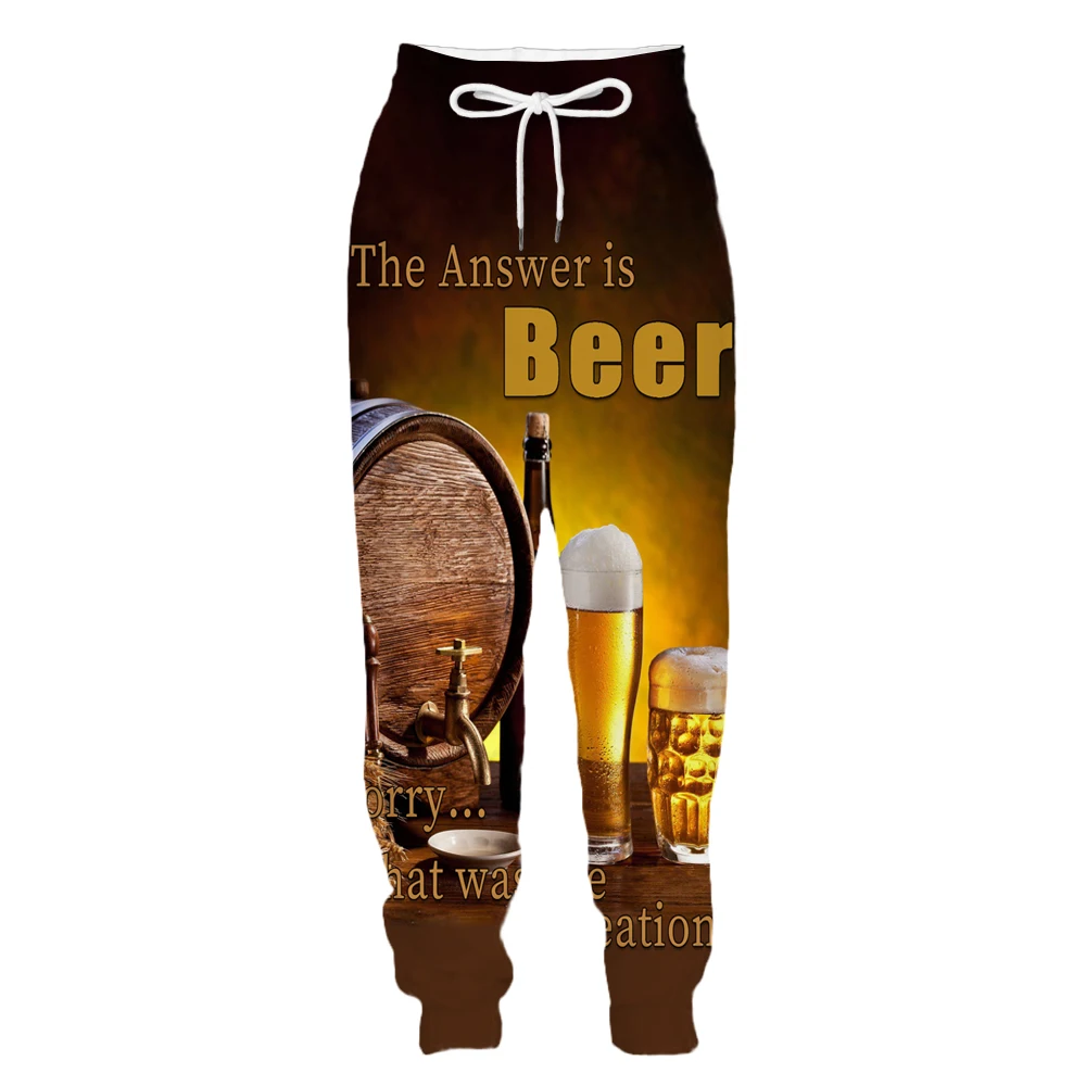 New 3D Printing  Beer  Fashion Men Women Tracksuits Crewneck Hip Hop Pants  Plus Size S-7XL Streetwear