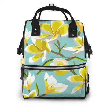 

Mummy Maternity Nappy Bag Frangipani Illustration Large Capacity Nappy Bag Travel Backpack Nursing Bag for Baby Care