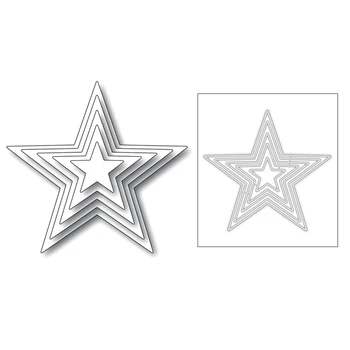 

2020 New Pentagram Little Twin Stars Frame Nesting Layered Metal Cutting Dies Cut For Making Greeting Card Scrapbooking No Stamp
