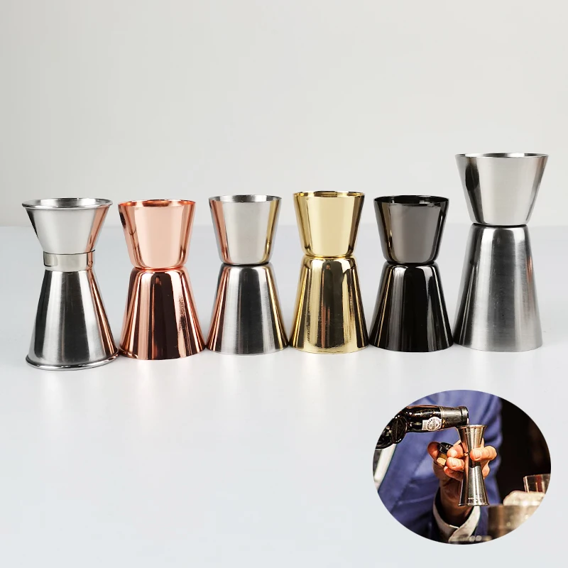Cocktail Shaker Measuring Jigger Stainless Steel Measuring Cups 15/30ml 25/50ml Single Double Jigger Shot Drink