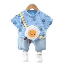 T shirt et short pour enfants, vêtements d'été à la mode pour bébés garçons et filles, dessin animé, vêtements de sport décontractés pour tout petits, 2 pièces/ensembles