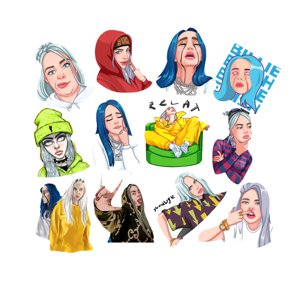 53 шт. Billie Eilish мультфильм наклейка s Водонепроницаемый чемодан DIY ноутбук гитара игрушка для скейтборда Милая наклейка VSCO девушка наклейка s
