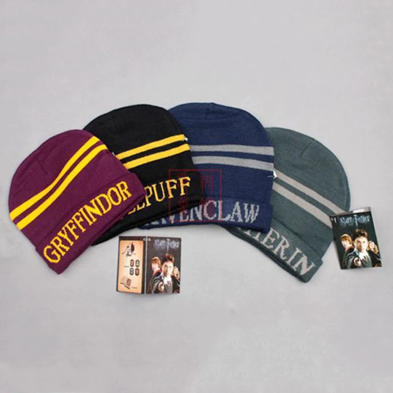 Взрослый ребенок Гриффиндор Слизерин Hufflepuff Ravenclaw шапочки капот колпачок, девочка-мальчик зимние теплые аксессуары Аниме косплей значок шапка