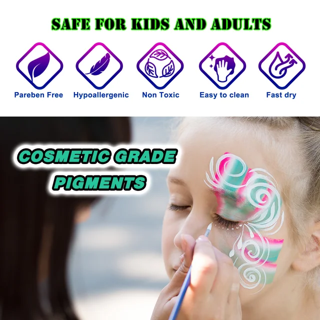 Bowitzki Professional Face Painting Kit For Kids Adults 12x10gm Body Paint  Stencil One Stroke Split Cake Rainbow Halloween - Body Paint - AliExpress