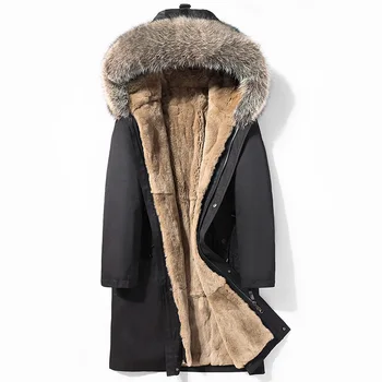 

Long Winter Jacket Men Parka Real Fur Coat Men Natural Rex Rabbit Fur Liner Raccoon Fur Collar Thick Parkas 2020 4998 KJ3582