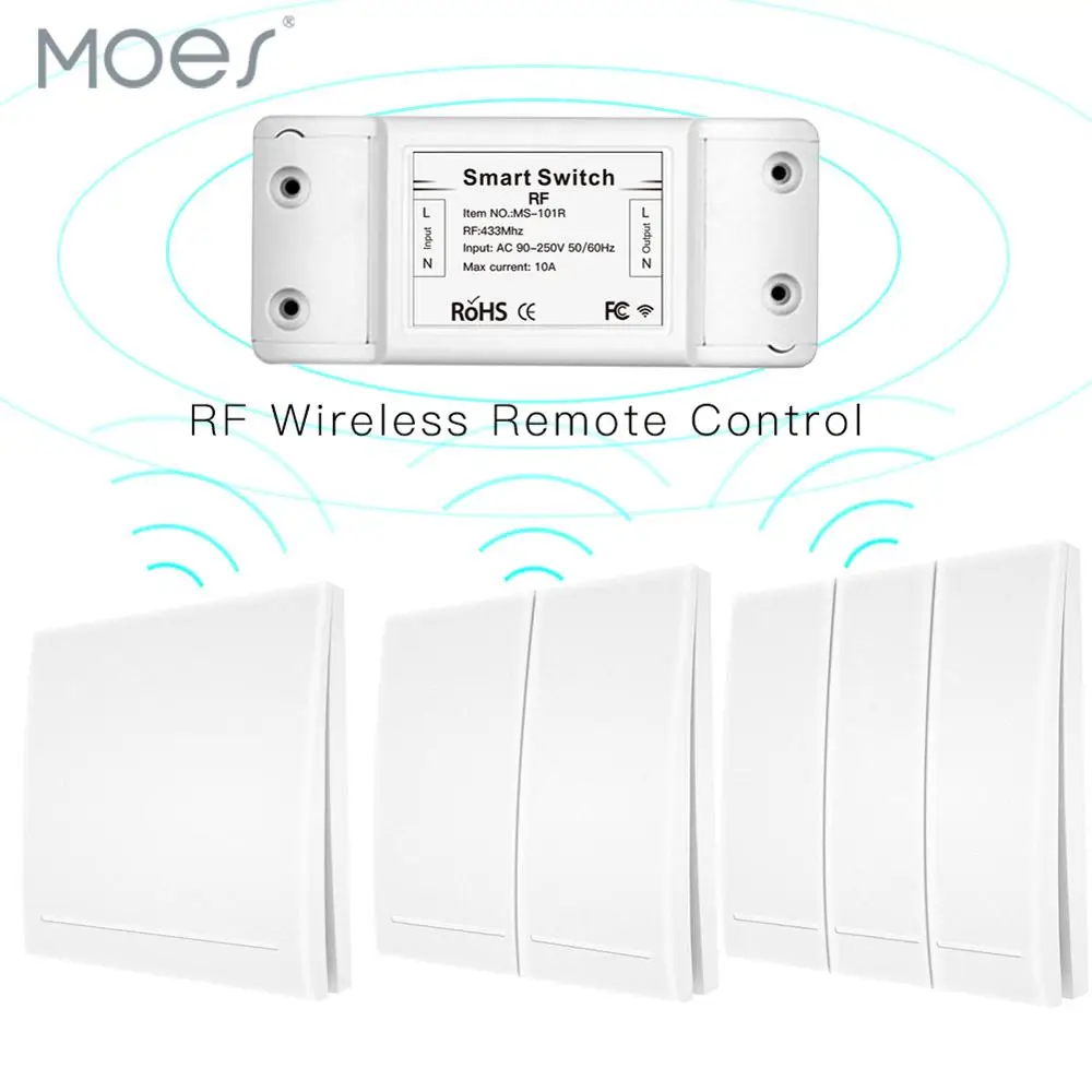 433 МГц беспроводной смарт-переключатель Радиочастотный пульт дистанционного управления приемник кнопочное управление Лер настенная панель передатчик, 2/3 способа мульти-управления