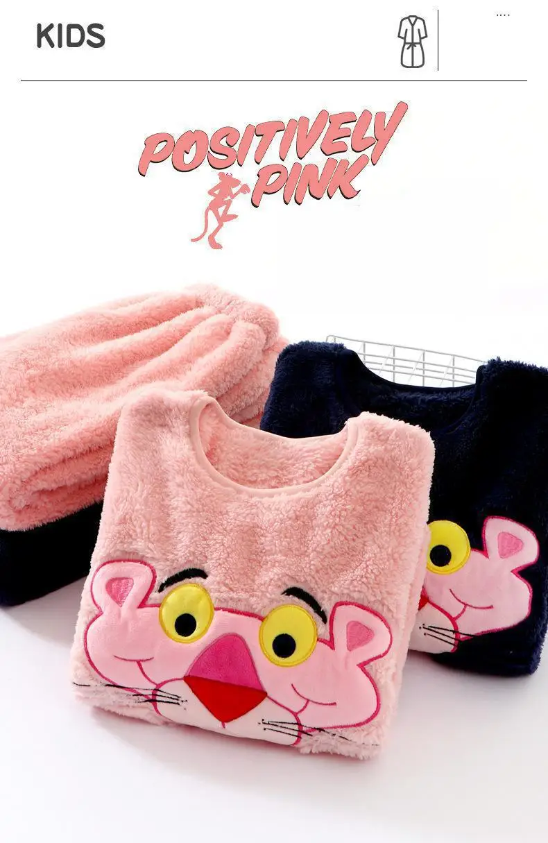 best cotton nightgowns	 Kids Pajamas Set Winter Fannel Warm Boys Girls Homewear Clothes Cartoon Pink Panther Kid Night Wear Suit Cute Family Pajamas pajama sets affordable	