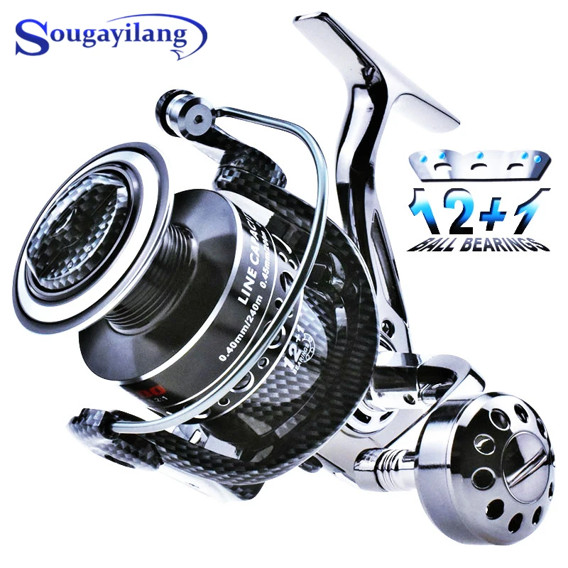 

Sougyialng 2000-7000 Sea Boat Spinning Reel Metal Body Drag 12kg Big Game Carretilha 12+1BB Surfcasting Reel Fishing Tackle