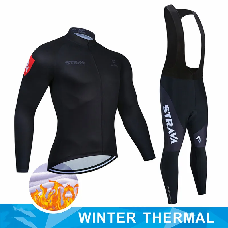 

Winter Thermal Fleece 2020 STRAVA Cycling Jersey Long Set MTB Cycle Clothing Sportswear Mountain Bike Clothes ropa ciclismo