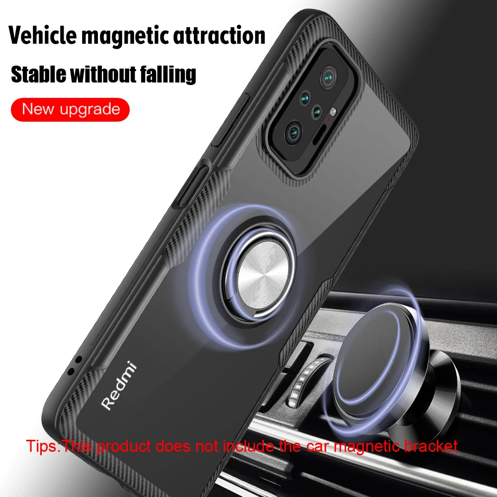 KEYSION Fashion Transparent Shockproof Case For Redmi Note 10 Pro Max 10S Clear Ring Phone Back Cover for Redmi Note 9 Pro 9S 8 2