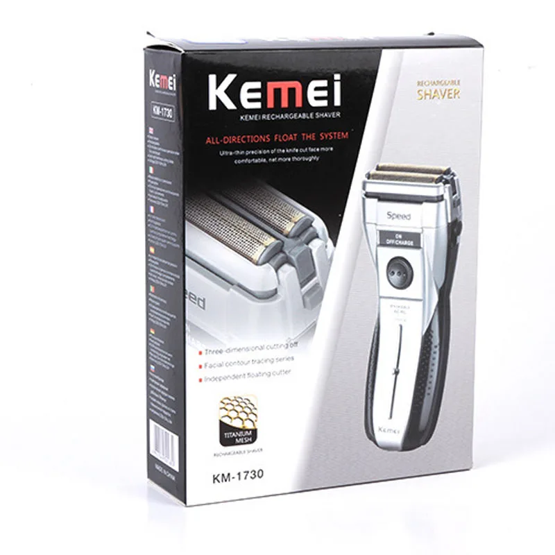 kemei electric Shaver KM-1730 electric razor twin Blade beard trimmer rechargeable washable cordless