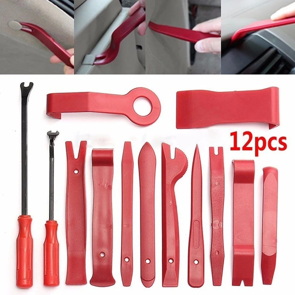 

12PCS Car Dashboard Radio Door Trim Clip Hand Tool Car Audio Maintenance Kit Car Trim Repair Panel Remover Pry Bar