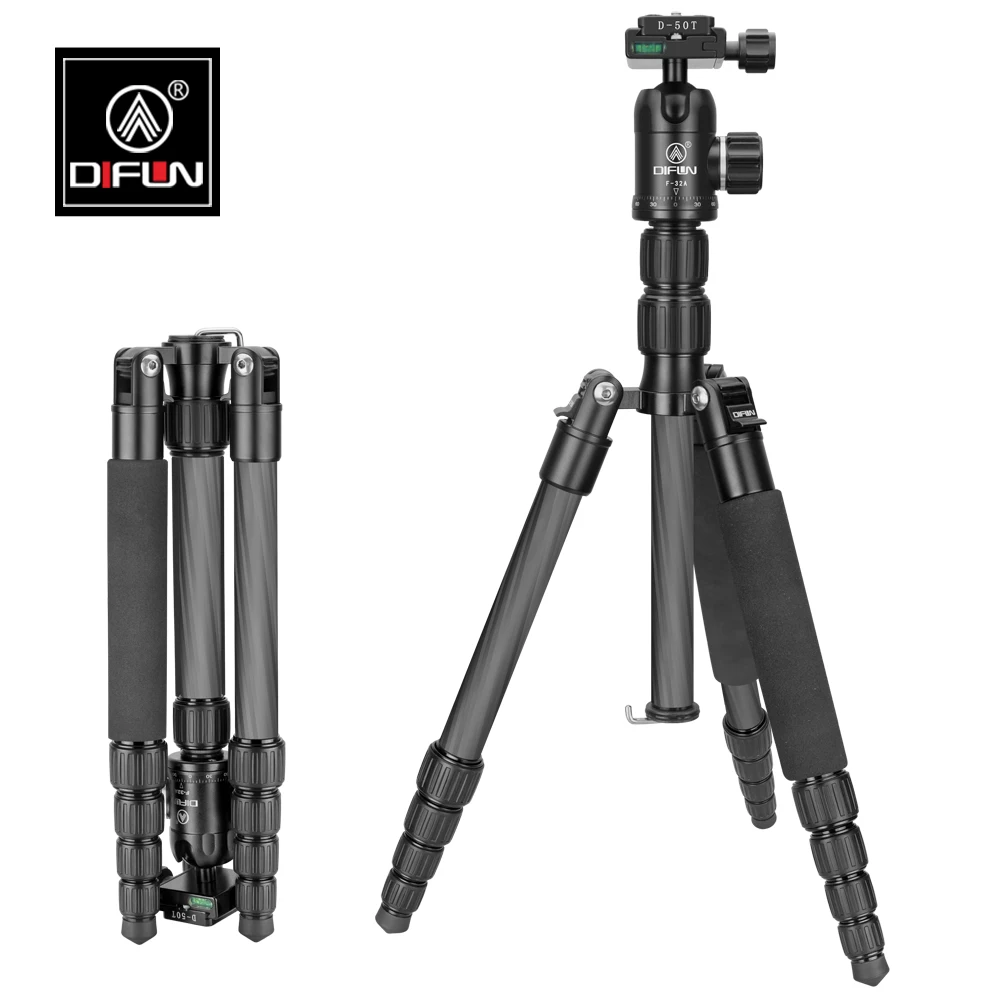 

DIFUN GT-525C Carbon Fiber Tripod-Kit with Ball Head for Phone SLR Camera Holder Portable-Stand