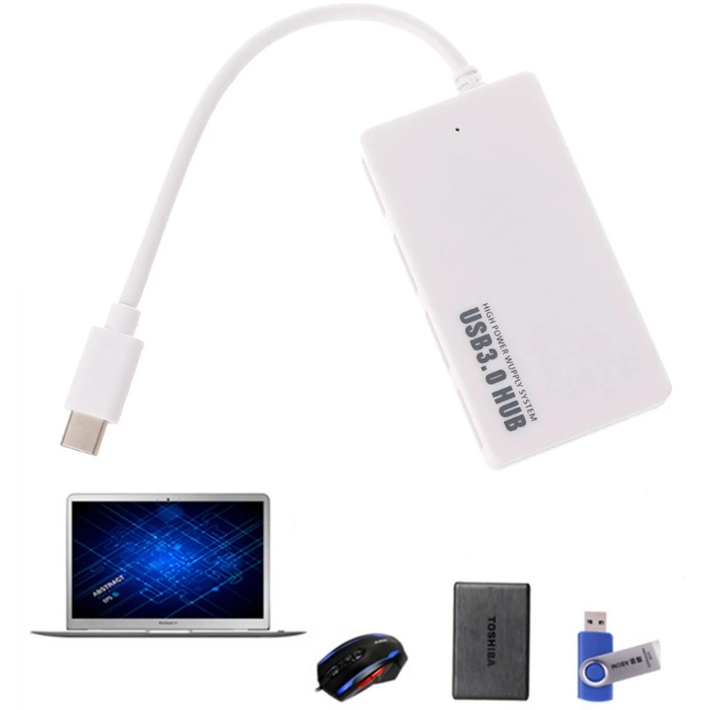 USB 3,0 4 порта USB концентратор комбинированный адаптер USB 3,1 type C кабель для MacBook, ПК, ноутбук