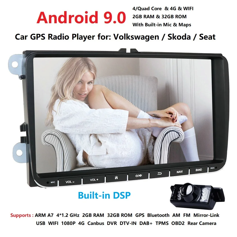 TPMS 9 дюймов автомобиль Android 8,1 автомобиль радио gps авто радио 2 Din USB для VW Skoda Octavia golf 5 6 touran passat B6 jetta polo tiguan