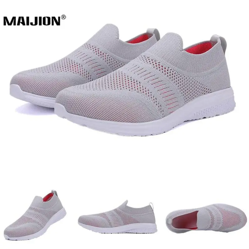 Носки Кроссовки без шнуровки Летняя повседневная женская обувь на плоской