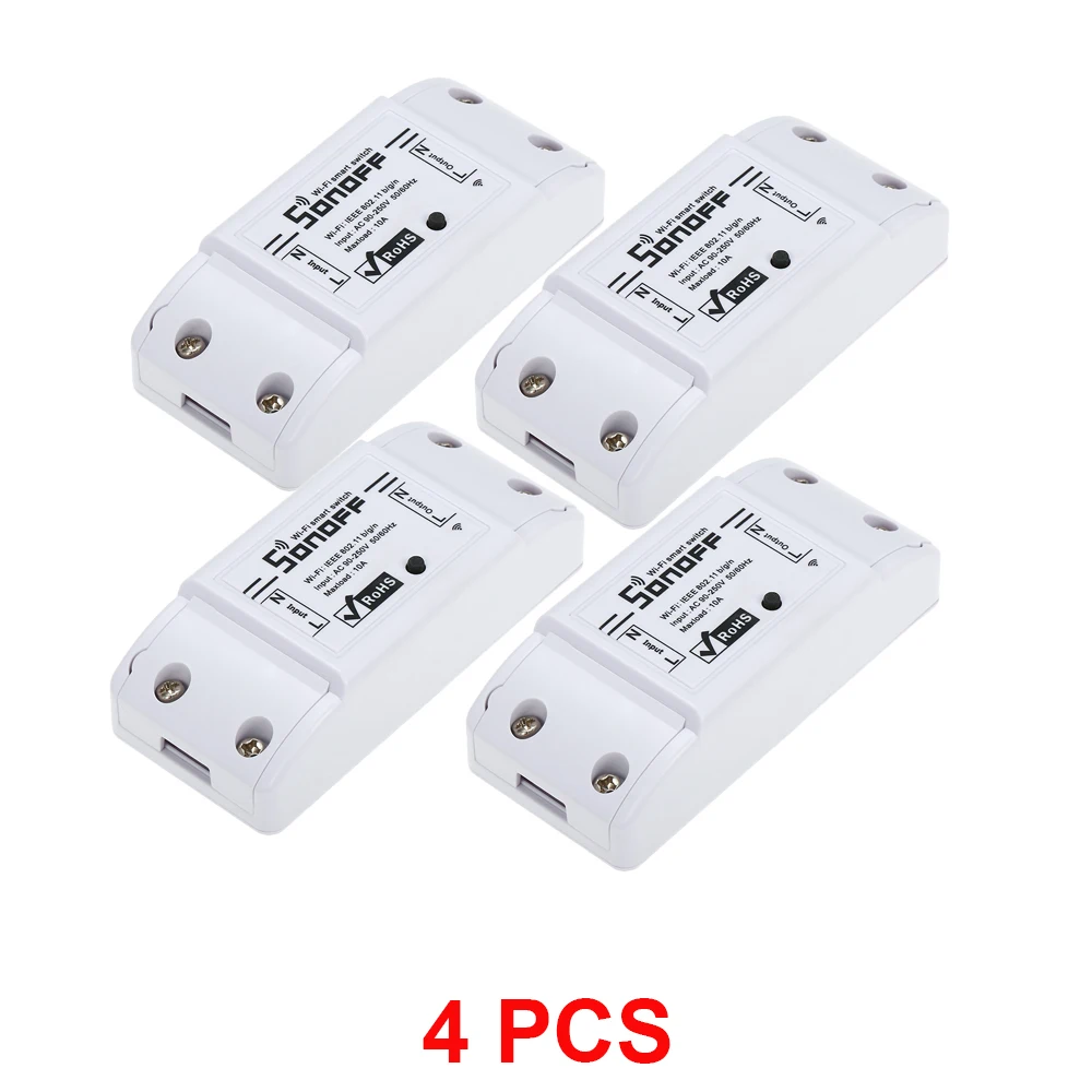 2/3/4/5/6/10/20 штук Sonoff Basic 10A/2200W Беспроводной пульт дистанционного управления таймер переключатель Wi-Fi Смарт-модуль автоматизации для Alexa Google Home - Комплект: 4 pcs Basic