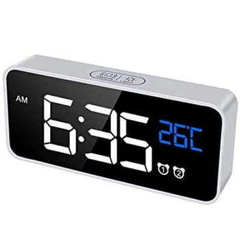

LED Display Digital Alarm Clock, Easy Digital Clock for Kid Senior, Snooze, 2 Alarms Clock,with USB Port Charger,Adjustable Volu