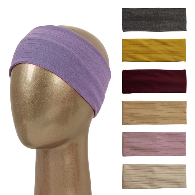 

Ladies Multi-color Cotton Elastic Hair Bands Women Ribbed Flat Headband Stretchy Hair Accessories Summer Color Bandana