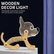 TWISTER.CK Спальня ночной Светильник собака Форма Складной Деревянный светильник Детская комната Рождественский подарок атмосфера 3D ночной Светильник USB Мощность